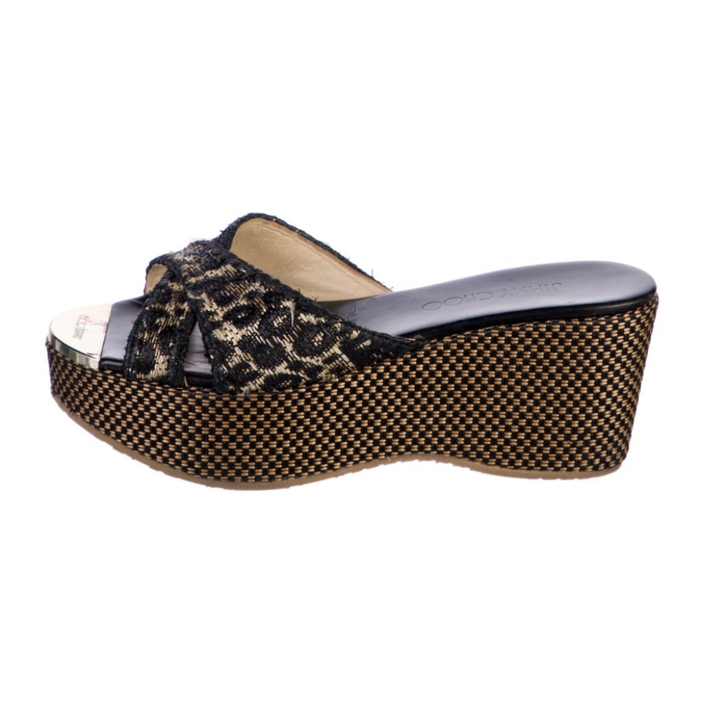 Jimmy Choo Leather Animal Print Wedge/Platform Sandals